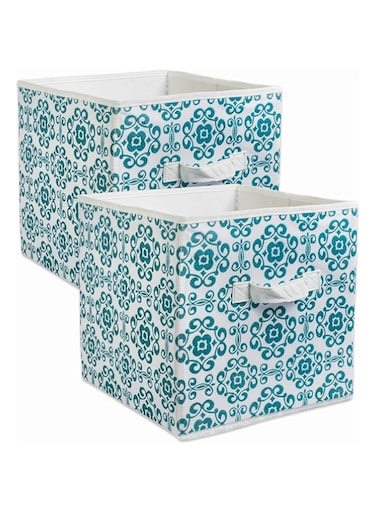 DII Non Woven Polyester Storage Bin, Scroll, Teal, Large