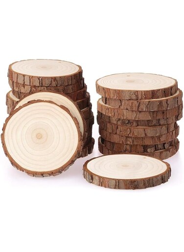 achard Unfinished Natural Wood Slices with Bark 20Pcs - For Arts,DIY Crafts, Coasters, With bark Decorations, Art Painting, and Christmas Decoration(8-10cm)