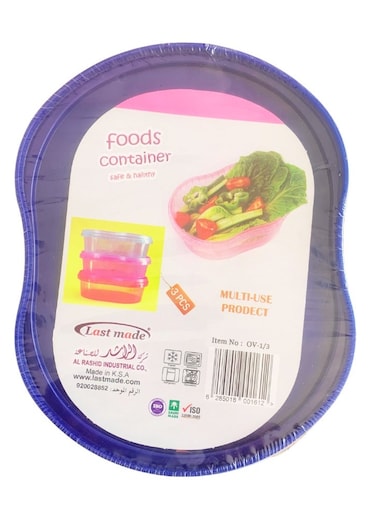 3 Pcs Food Containers with Lids, Leak Proof Plastic Storage, Reusable for Takeaway Food, BPA-Free