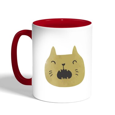 Cat Printed Coffee Mug, Red 11 Ounce