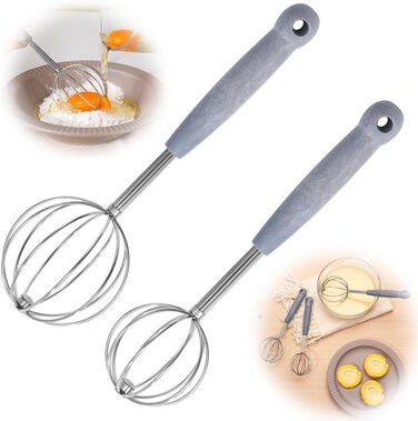 Pcs Dough Whisk for Cooking 2 Sizes Stainless Steel Wire Hand Whisk Spherical Non Stick Egg Beater for Blending Whisking Batter Chocolate Cream Jam Corn batter Meat Sauce Dishwasher Safe