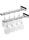 Excefore 2 PCS Black Glass Cup Rack - Wall Mounted Stemware Holder for Kitchen Cabinet, Under Shelf Mug Display Stand, 12 Inch Metal Storage Hanger