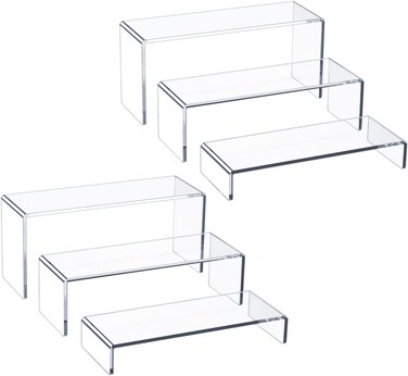 HIIMIEI Acrylic Display Riser Set - 6 Pcs Clear Rectangular Risers for Cupcake and Collectible Display