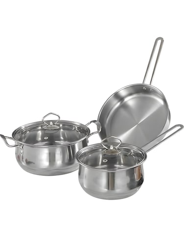 5 Pcs Stainless Steel Cookware Set,Saucepan,Fry Pan,Milk Pan,Ergonomic Handles,All Cooktop Compatible,Dishwasher Safe,Food-Grade Stainless Steel,DurableStylish Kitchen Essentials