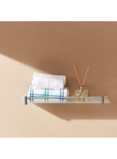 HomeBox Sanity Frosted Brass and Glass Shelf 12 x 42cm 12 x 42cm Clear