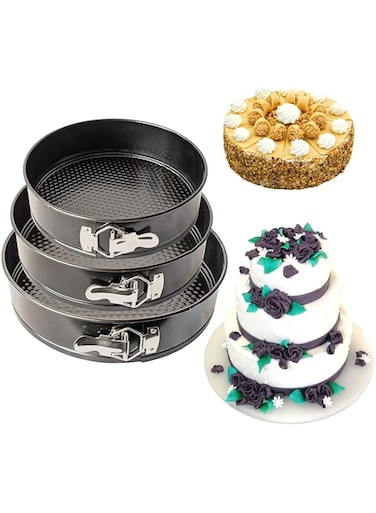 Cucina 3-Piece Springform Baking Mould Set, Cake Tin, Diameter 28/26/24 cm, Round Baking Mould, Non-Stick Coating