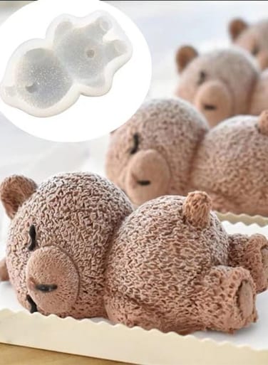 Bear Fondant Mold Chocolate Molds Silicone 3D Silicone Animal Mold for DIY Fondant Dessert Baking Jello, Candy Cake Baking Decorating Ice Cube Soap Resin