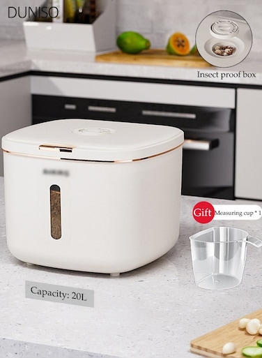 Rice Dispenser 20L, Compass Rice Bucket, Moisture-Proof Sealed Rice Bucket, Food-Grade Grain Container, Food-Grade Material, Sealed Thickened Rice Cylinder Box Noodle Bucket Rice Flour Storage Tank,Moisture-Proof