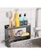 TERRIFI Sponge Holder for Kitchen Sink, 2-Tier Rustproof Sink Organizer with Detachable Brush Holder, Auto-Draining Sink Caddy for Dish Soap, Brush, Scrubber, and Kitchen Accessories Storage, Black