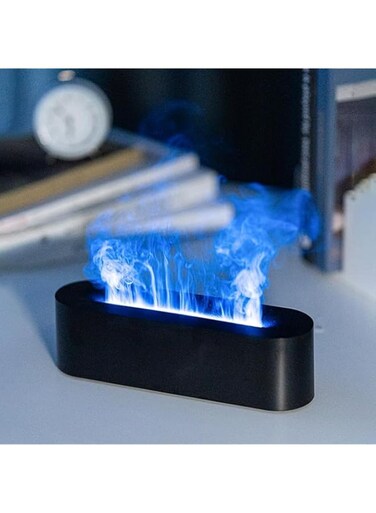 AlphaDesignLuxe Aromatherapy Fireplace Flame Diffuser Essential Oils Volcano Humidifier Home Fragrance Air Mist Freshener Ultrasonic Vaporizer (Black)