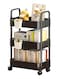 3-Tier Rolling Utility Cart with Wheels, Detachable Utility Storage Cart with Handle and Lockable Casters, Multi-Functional Storage Trolley for Office, Kitchen,Bathroom (Black, 3-Tier)