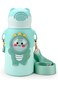 Cute Cartoon Kids Water Bottle with Straw, Stainless Steel Drinking Bottle with Straps Reusable Metal Water Bottle Leak Proof Vacuum Insulated Water Bottles for Girls and Boys Keep Hot and Cold (Green)