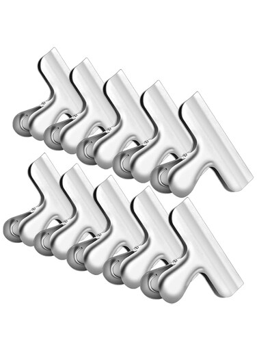 Oasisgalore 10pcs Stainless Steel Food Bag Sealing Clips, Chip Clips for Snack Coffee