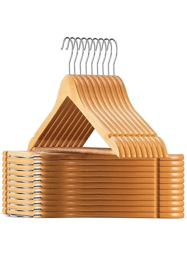 CHIC 20 PCS Wooden Hangers - Non Slip Wood Clothes Hanger for Suits, Pants Hanger, Skit Hangers 360&Acirc;&deg; Swivel Hook Heavy Duty Clothing Hanger Set - Coat Hangers for Closet
