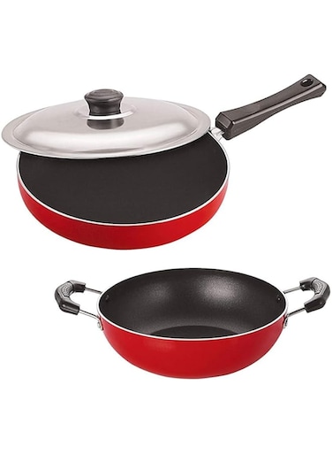 Nirlon Aluminum Cookware Set, Red, 2.6 mm, 3 Pieces