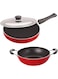 Nirlon Aluminum Cookware Set, Red, 2.6 mm, 3 Pieces