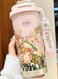 Premium Stainless Steel Flower Tumbler Travel/Coffee Mug Vacuum Insulated Food Grade Leak Proof Perfect for Travel &amp; Everyday Use Office Gym Home 12 Hours Hot Cold BPA Free 500ml Orange