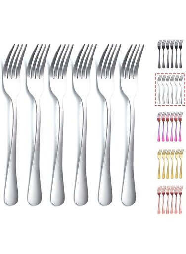 Kyraton Dinner Fork 6 Pieces, Stainless Steel 8.17 Inch Forks Silverware, Table Forks Set of 6