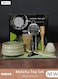 Matcha Whisk Set, 8Pcs Japanese Matcha Tea Set, Include Matcha Bowl, Bamboo Matcha Whisk, Scoop, Bamboo Scoop, Whisk Holder, Stainless Steel Tea Sifter, Ceremony Tea Making Kit Traditional Handmade Matcha Gift Box