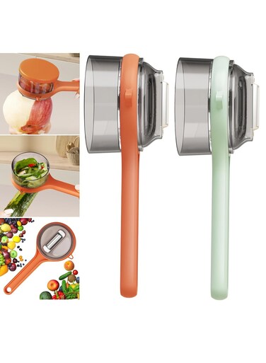 2pcs Peeling Knife With Storage Box, Fruit Vegetable Peeler With Container, Double-Sided Multi-Function Peeler For Home Kitchen