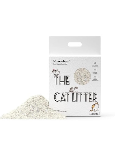 Mumoo Bear 4-in-1 Mixed Tofu Cat Litter with Bentonite, Scent Free and Rapid Clumping, Dust-Free and Low Tracking, Water Absorbent and Fast Drying, Water Flushable(2.5Kg/Bag),package may vary