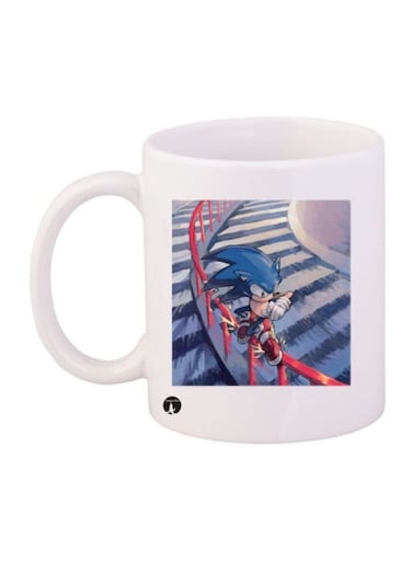 Sonic Video Game Printed Mug White/Blue/Red