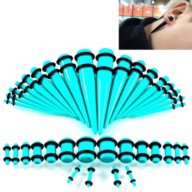 36PCS Unisex Acrylic Ear Expansion Ear Extender 14G-00G Accessories Set(Turquoise)