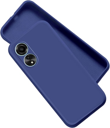 Case for Oppo A78 4G, Liquid Gel Rubber Bumper Case with Soft Microfiber Lining Cushion Slim Hard Shell Shockproof Protective Cover for Oppo A78 4G (Blue)