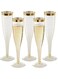 KASTWAVE Plastic Champagne Flutes, 6 PCS Gold Glitter Plastic Cups 6.5 OZ Clear Plastic Tumblers, Fancy Disposable Hard Plastic Cups, Premium Wedding Cups, Elegant Party Cups