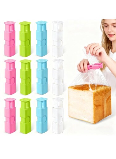 Pcs Kitchen Squeeze and Lock Food Bag Clips for Food Storage, Reusable Plastic Food Clips for Bags Closure for Sealing Keeping Fresh Snack Freezer Chip Bread Clip