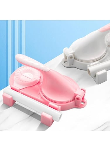 Manual Dumpling Maker Press &acirc;&euro;&ldquo; Quick &amp; Easy DIY Dumpling, Ravioli, Wonton, Pierogi &amp; Pastry Dough Wrapper Machine for Home Kitchen &amp; Italian Rolls (Pastel Pink)
