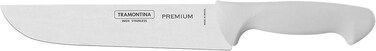 Premium 8-Inch Butcher Knife with Stainless Steel Blade and White Polypropylene Handle