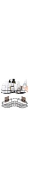 Sulfar 2Pcs Corner Shower Shelves，Self Adhesive No Drilling Wall Mounted Shower Storage Shelf Organizer For Your Bathroom, Kitchen And Toilet，Iron Art，Black
