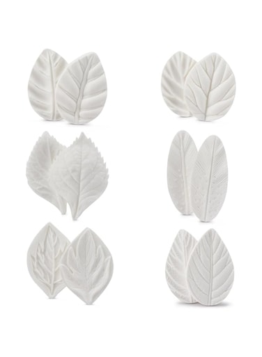 Beasea Flower Leaf Mold, 6 Pair Silicone Leaves Petel Veiner Mold Sugarcraft Flower, Shells Fondant Molds Cake Decorating Clay Maker White BCUS520043