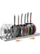 Sulfar Expandable Pot and Pan Organizer for Cabinet with 10 Dividers, Adjustable Pots and Pans Organizer Rack Pan Lid Baking Storage Holder Dish Rack (Black)