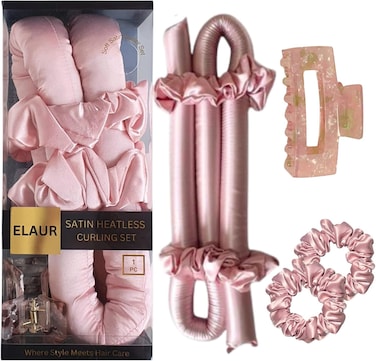 Elaur Satin Heatless Curling Set-Hair Rollers for Heatless Curls   Overnight Heatless Hair Curlers to Sleep in   Curling Rod Headband for Short &amp; Long Hair   Hair Wrap Curler