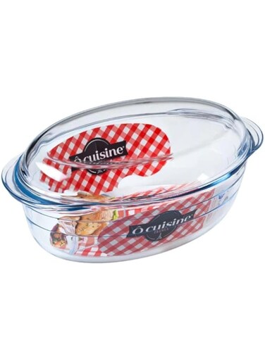Ocuisine&reg; 3L Oval Casserole with Glass Lid - Borosilicate Glass, Oven Safe, Scratch &amp; Stain Resistant