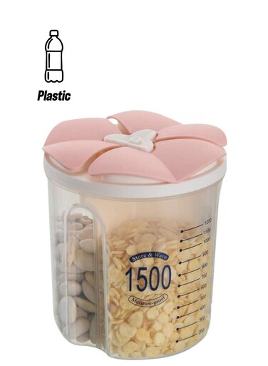 Three-Partition Food Container With Lid Clear/Pink 1500ml