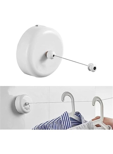 28m Stainless Steel Retrable ClotheslinePortable Duty Indoor and Outdoor Washing Line with Wall MountEasy Installation Telescopic Invisible Balcony Clothes Line for Hotel BathroomWhite