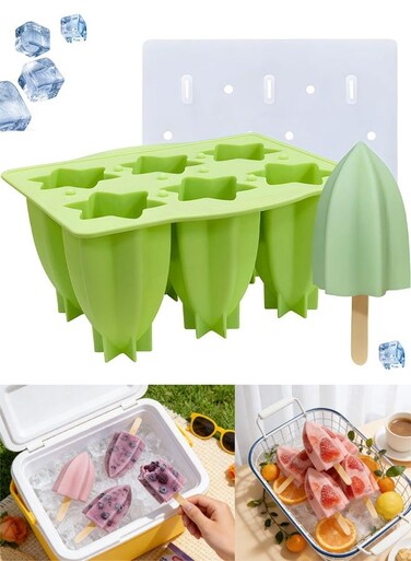 Silicone Popsicle Molds 6 Cavities Ice Pop Molds with Lid Reusable DIY Ice Cream Mold for Homemade Popsicles Ice Cubes Frozen Treats BPA Free Ice Lolly Molds for Kids Adults