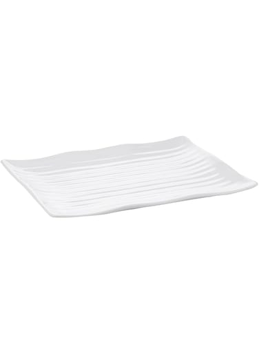 Harmony17.5" Rectangular Plate With Horizontal Stripes 44 * 32.1 * 3.7cm White