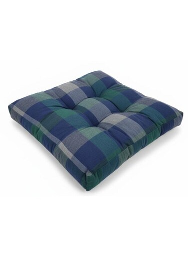 Premium Square Cotton Cushion &acirc;&euro;&ldquo; Green Base with Blue Accent Design, Soft Decorative Pillow, 40&Atilde;&mdash;40&Atilde;&mdash;7 cm