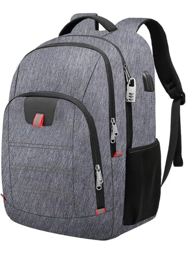 Della Gao Laptop Backpack, Extra Large Anti-Theft Business Travel Laptop Backpack Bag with USB Charging Port, Water Resistant College School Computer Rucksack Bag for Men/Women for 17 Inch Laptop and Notebook Grey