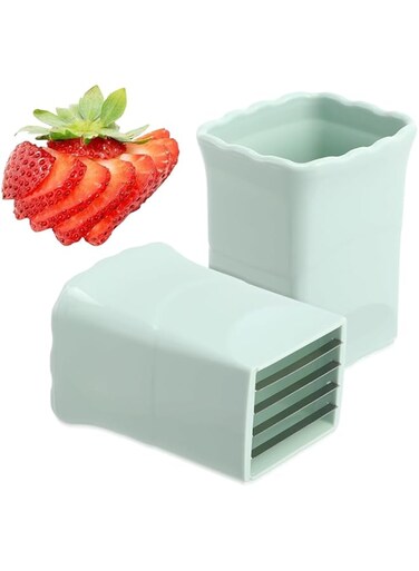 SWIUKPHE Fruit Slicer, Egg Slicer Stainless Steel, Strawberry Banana Cutter, Mini Slicer, Kitchen Cutte, Gadgets Blade Craft Fruit Tool for Egg Fruit Vegetable Appetizer Green, 2PCS