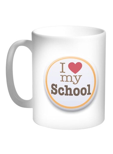 I Love My School Printed Coffee Mug White/Orange 11ounce