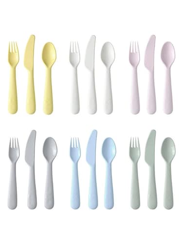 18-Piece Children's Cutlery Set, Mixed Colours