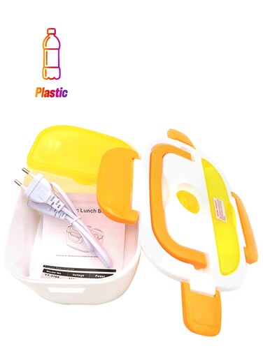 Electric Heating Lunch Box With Spoon Orange/White