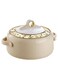 3500ml Stainless Steel Insulated Casserole Hotpot Food Container in Beige with Comfortable Handles Thermal Serving Dish Large Pot with Floral Lid for Family Meals