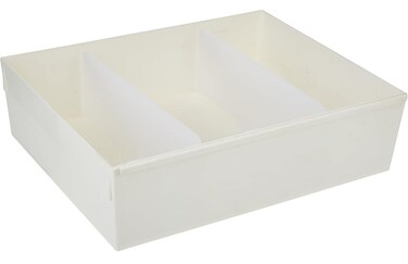 Large Storage Basket with Removable Divider, Multipurpose Plastic Organizer Bin for Kitchen Pantry Cabinet Wardrobe Office, Durable BPA-Free Stackable Storage Box
