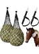 Kenning 4 Pcs Horse Hay Feeder and Bucket Strap, 2 x 2 Holes 40" Long Slow Feed Hay Net Adjustable Nylon Hanging Strap Hay Bags for Horses Feed, Trailer and Stall, Reduce Waste, Black